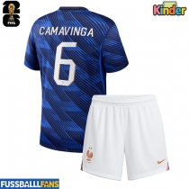 Frankreich Eduardo Camavinga #6 Heimtrikotsatz Kinder WM 2026 Kurzarm (+ Kurze Hosen)